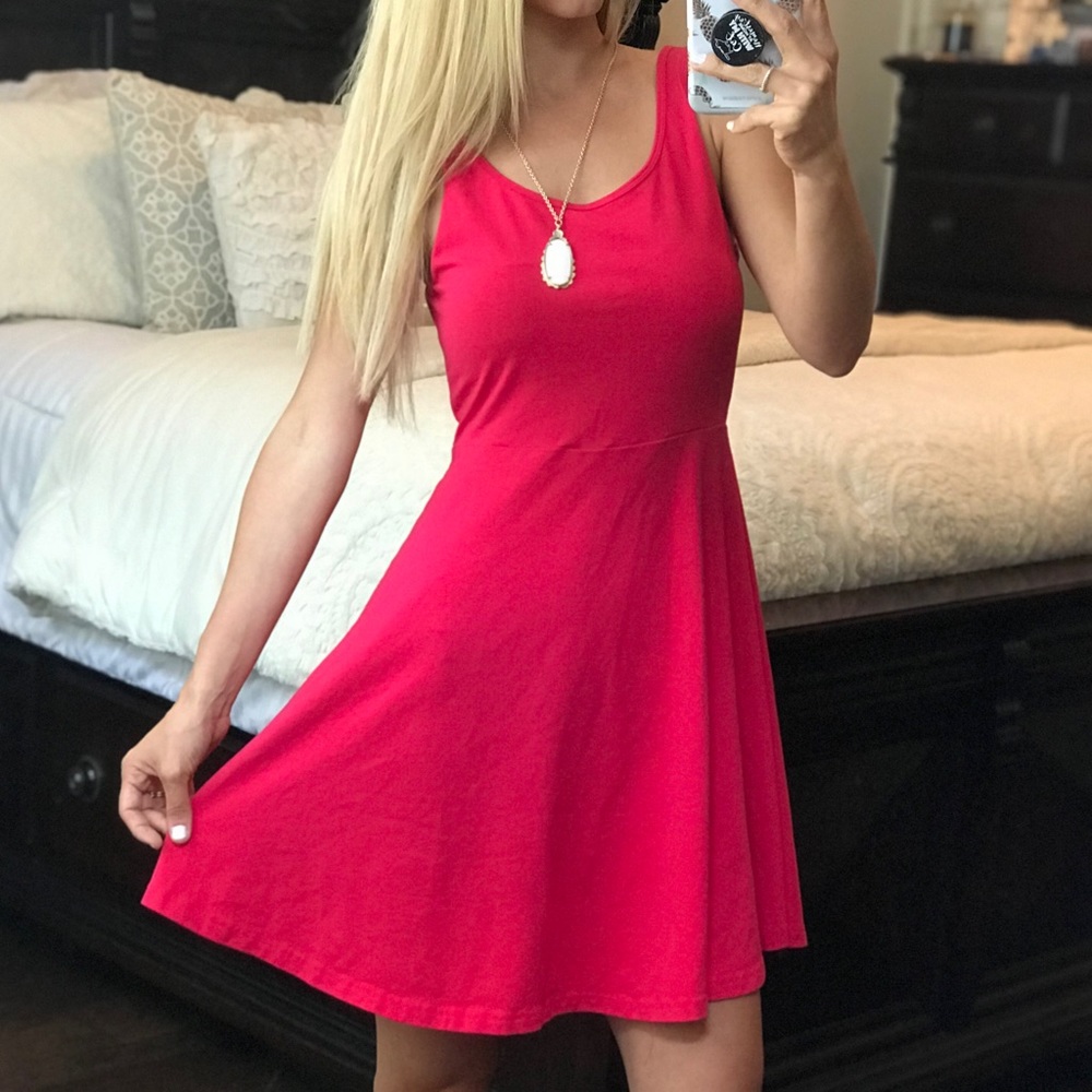 Express Red Mini Skater Dress